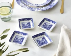 Spode Blue Italien Serveringsfad - 4 stk. B 7,8 x L 7,8 cm - Porcelæn - Blå/hvid