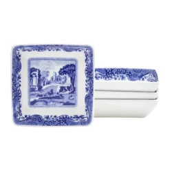 Spode Blue Italien Serveringsfad - 4 stk. B 7,8 x L 7,8 cm - Porcelæn - Blå/hvid