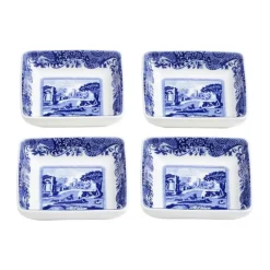 Spode Blue Italien Serveringsfad - 4 stk. B 7,8 x L 7,8 cm - Porcelæn - Blå/hvid