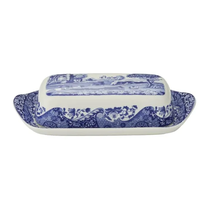 Spode Blue Italien Smørboks H 4,6 x B 20,2 x L 10 cm - Porcelæn - Blå/hvid