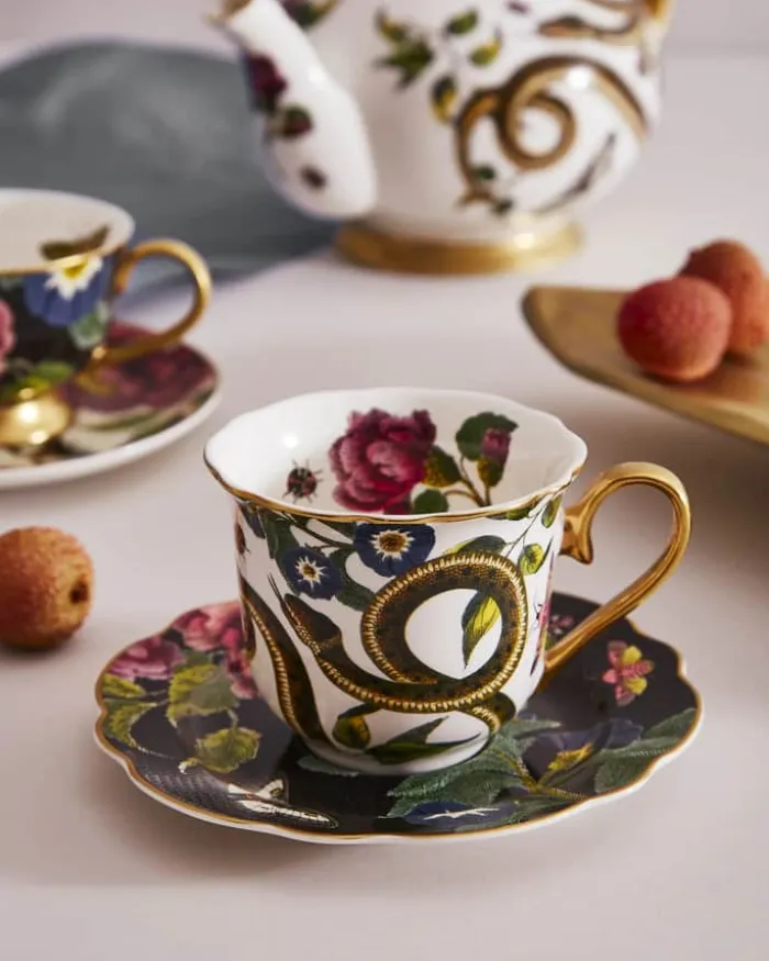 Spode Creatures Of Curiosity Tekop m. underkop 25 cl - Porcelæn - Multifarvet