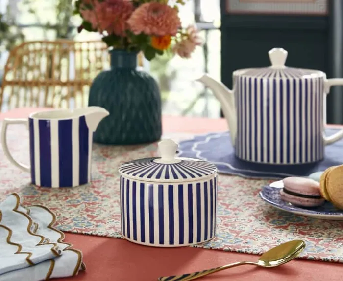Spode Steccato Sukkerkrukke m.låg Ø 11,5 cm - Porcelæn - Blå