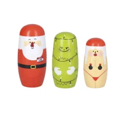 Spring Copenhagen Crazy Xmas Expressions Julefigurer – 3 stk. H 7,6/10,5/14 cm - Træ