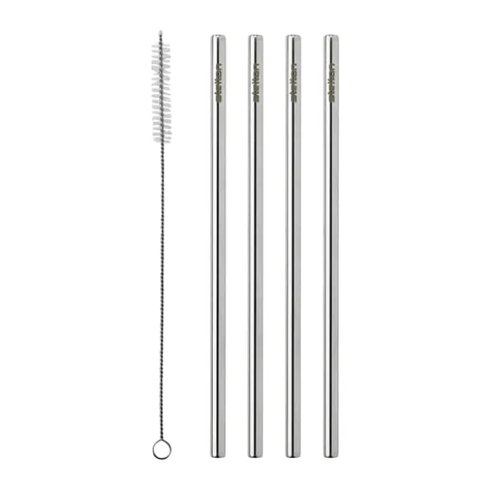 Stelton Sugerør - 4 stk L 21,5 cm - Genanvendelig - Rustfrit stål