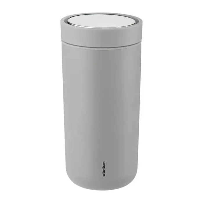 Stelton To Go Click Rejsekrus 40 cl - Pulverlakeret rustftit stål - Light grey