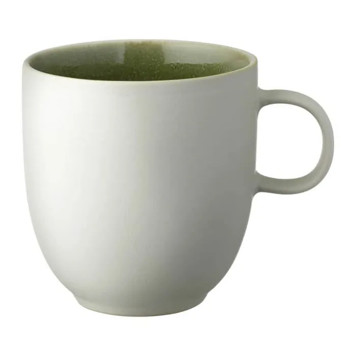 Studio Round North Krus 33 cl - Stentøj - Matte white/shiny moss