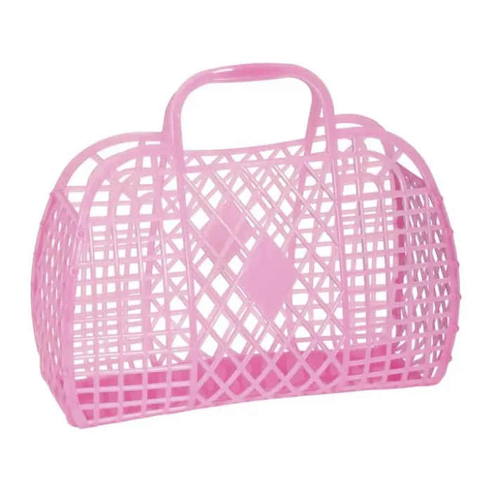 Sun Jellies Retro Basket H 21 x B 25,5 x D 11 cm - 100% Genanvendeligt plastik - Neon Pink