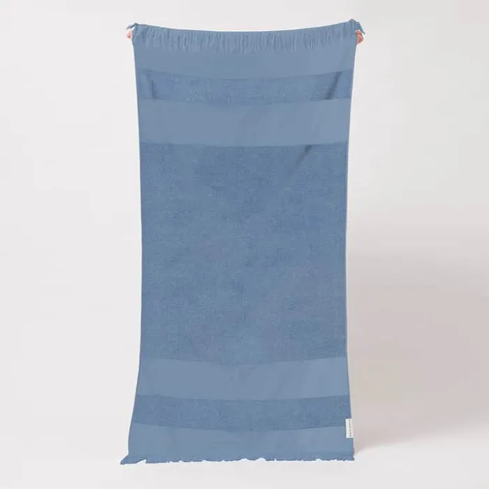 Sunnylife Tyrkisk Badehåndklæde B 90 x L 175 cm - Bomuldsfrotte - Adriatic Blue