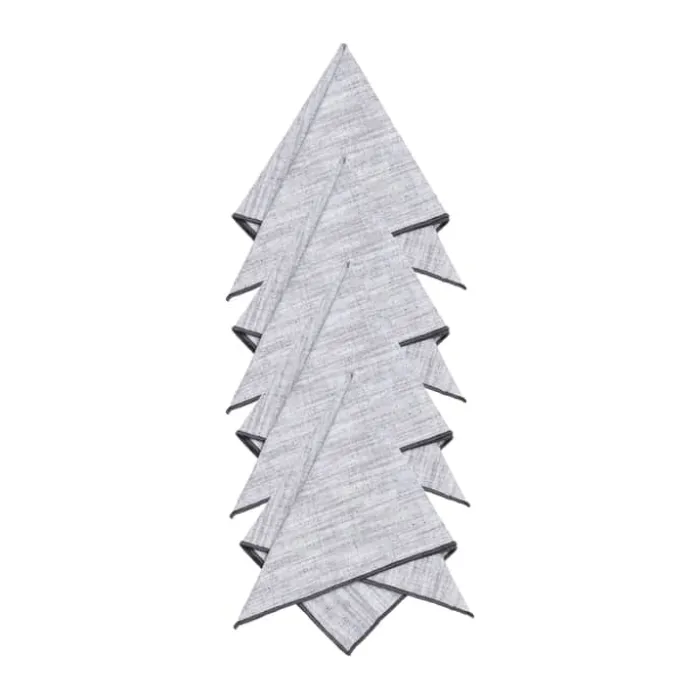 Svanefors Sabina Mundserviet - 4 stk. B 45 x L 45 cm - Bomuld - Grå/sort