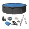 Swim & Fun Basic Poolpakke - 8 dele Ø 4,6 x H 1,2 m - Kapacitet: 17.450 liter - Antracitgrå