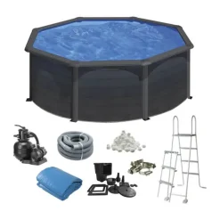 Swim & Fun Basic Poolpakke - 8 dele Ø 3,5 x H 1,32 m - Kapacitet: 11.250 liter - Sort