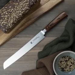 Tamahagane SAN Brødkniv L 23 cm - Rustfrit stål - Brun/stål