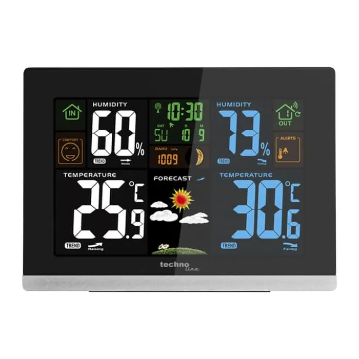 Technoline Digital Vejrstation H 11,5 x B 15,7 x L 4 cm - Plastik - Sort