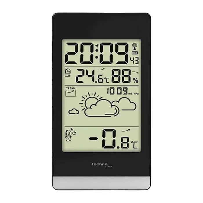 Technoline Digital Vejrstation H 14,9 x B 8,2 x L 2,1 cm - Plastik - Sort