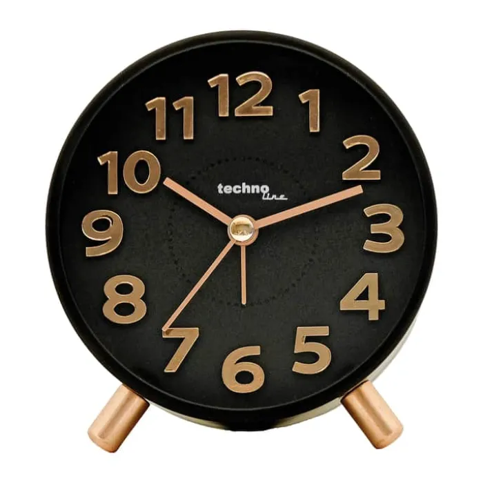 Technoline Vækkeur MODELL F H 10,5 x B 9,2 cm - Plastik - Sort/kobberfarvet