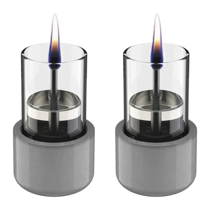 TenderFlame Candle Bordlanterne - 2 stk. Ø 5,6 x H 8,7 cm - Keramik/glas/stål - Grå