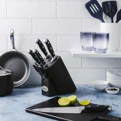 THE CUSTOM CHEF™ Cuisine::pro Artisan™ Finster Knivblok - 7 dele 6 knive + knivblok - Rustfrit stål - Sort
