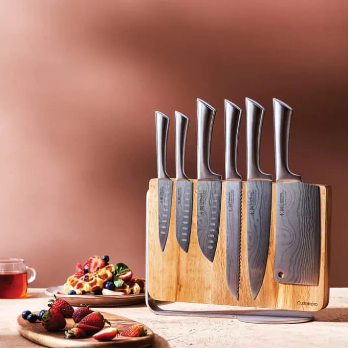 THE CUSTOM CHEF™ Cuisine::pro Damashiro® Meiyo Knivblok L 12/12,5/14/17,5/20 cm - Rustfrit stål