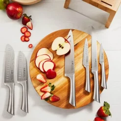 THE CUSTOM CHEF™ Cuisine::pro Damashiro® Mizu Knivblok - 7 dele 6 knive + knivblok - Rustfrit stål - Brun