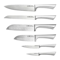 THE CUSTOM CHEF™ Cuisine::pro Damashiro® Mizu Knivblok - 7 dele 6 knive + knivblok - Rustfrit stål - Brun