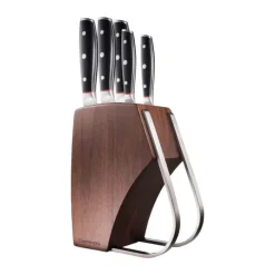 THE CUSTOM CHEF™ Cuisine::pro iconiX™ Holz Knivblok - 6 dele 5 knive + knivblok - Rustfrit stål - Brun/klar