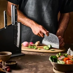 THE CUSTOM CHEF™ Cuisine::pro® Kuroi Kiba™ Knivblok - 7 dele L 17,5/14/15/18/12/9 cm - Japansk rustfrit stål/Pakkatræ - Sort