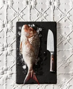 THE CUSTOM CHEF™ Cuisine::pro Le Connoisseur Santokukniv L 14 cm - Rustfrit stål - Stål/brun
