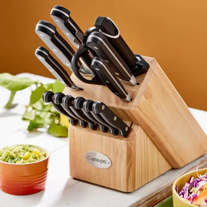 THE CUSTOM CHEF™ Cuisine::pro Sabre™ Knivblok - 14 dele 13 knive + knivblok - Rustfrit stål - Brun