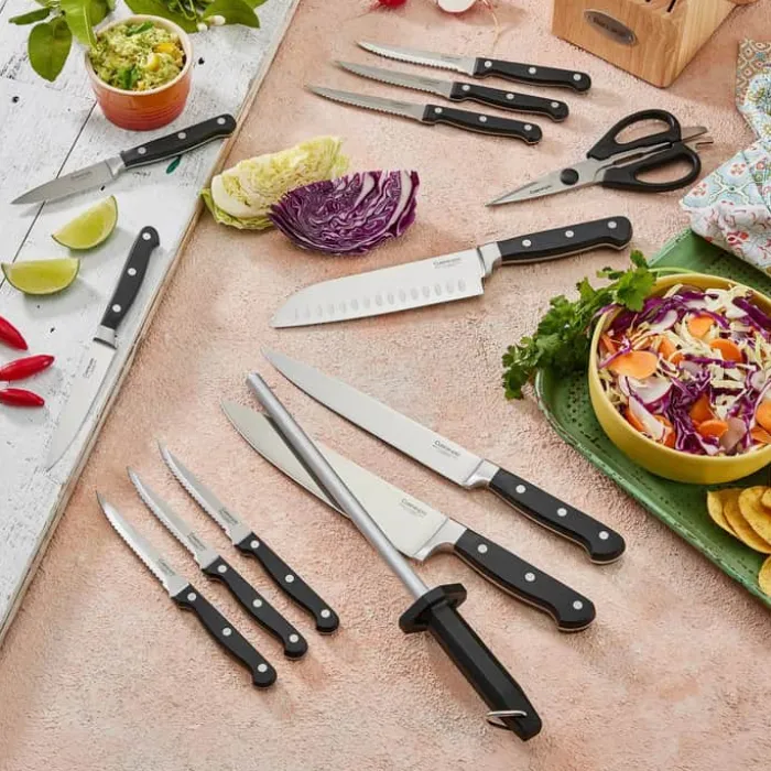 THE CUSTOM CHEF™ Cuisine::pro Sabre™ Knivblok - 14 dele 13 knive + knivblok - Rustfrit stål - Brun