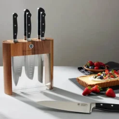 THE CUSTOM CHEF™ Cuisine::pro WOLFGANG STARKE™ Knivblok 6 knive + knivblok - Rustfrit stål - Brun/klar
