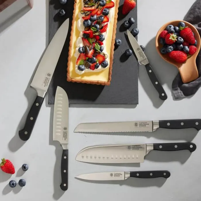 THE CUSTOM CHEF™ Cuisine::pro WOLFGANG STARKE™ Knivblok 6 knive + knivblok - Rustfrit stål - Brun/klar