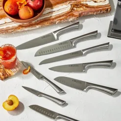 THE CUSTOM CHEF™ Damashiro® Nami Knivblok - 9 dele 8 knive + knivblok - Rustfrit stål - Sort/klar