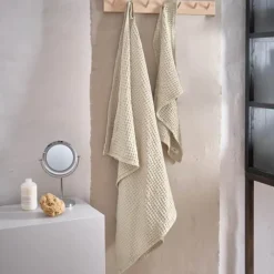 The Organic Company Big waffle Gavesæt - 2 dele B 100 x L 150 cm - Bomuld - Beige