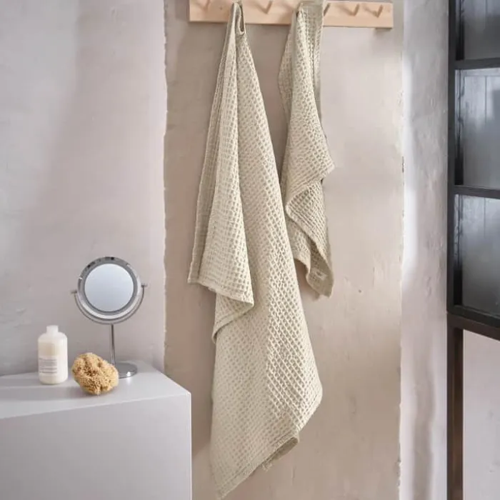 The Organic Company Big waffle Gavesæt - 2 dele B 100 x L 150 cm - Bomuld - Beige