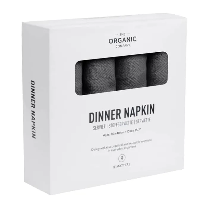 The Organic Company Stofserviet - 4 stk. B 35 x L 40 cm - Økologisk bomuld - Grå