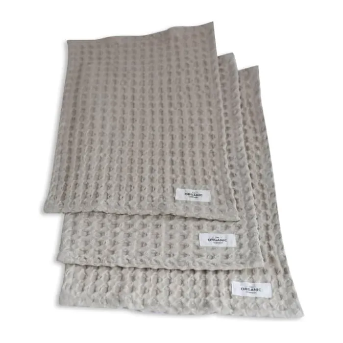 The Organic Company Vaffel Vaskeklud - 3 stk. B 25 x L 40 cm - Økologisk bomuld - Beige
