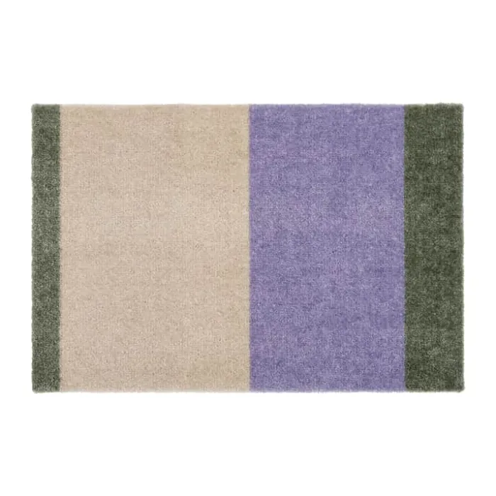 Tica Copenhagen Stripes Horisontal Gulvmåtte B 40 x L 60 cm - Polyamid/vinyl - Lilla/ivory/grøn