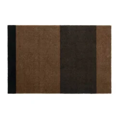 Tica Copenhagen Stripes Horisontal Gulvmåtte B 60 x L 90 cm - Polyamid/vinyl - Brun/cognac/sort