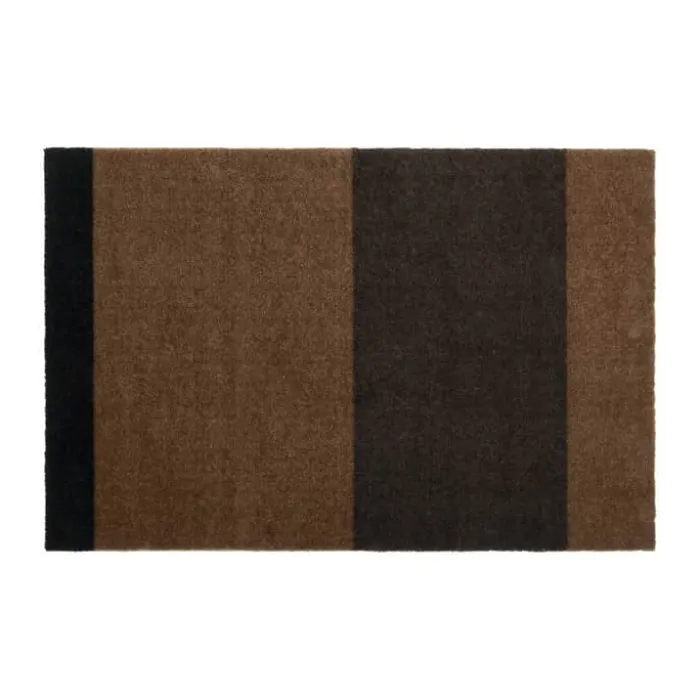 Tica Copenhagen Stripes Horisontal Gulvmåtte B 60 x L 90 cm - Polyamid/vinyl - Brun/cognac/sort