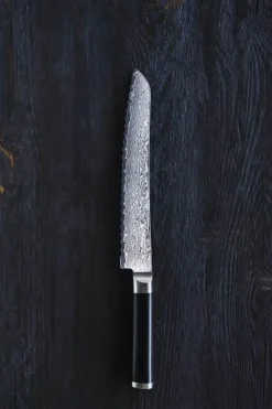 Timm Vladimir Kitchen Brødkniv L 23 cm - Damaskusstål - Sort/sølvfarvet