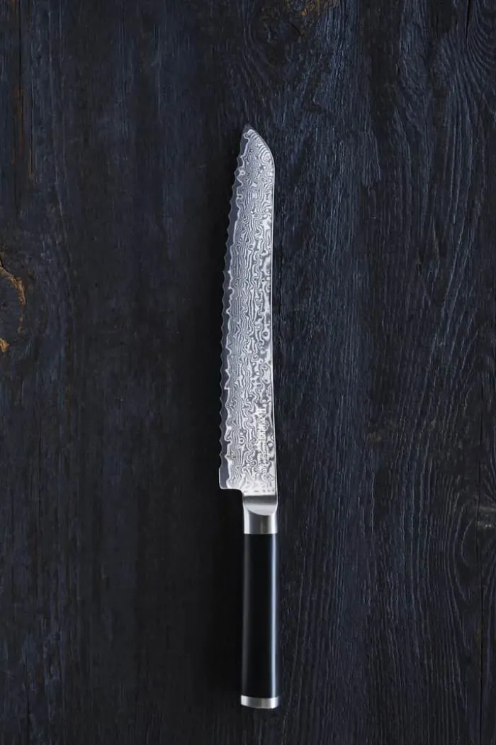 Timm Vladimir Kitchen Brødkniv L 23 cm - Damaskusstål - Sort/sølvfarvet