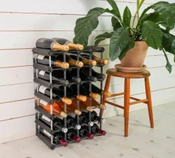 Traditional Wine Racks Vinreol 30 flasker - Fyretræ - Sort