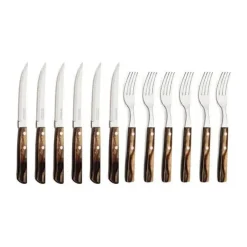 Tramontina Grill Bestiksæt - 12 dele 6 kuverter - Stål/aluminium/træ - Natur