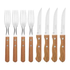 Tramontina Steakbestiksæt - 8 dele 4 kuverter - Træ/rustfritstål - Natur