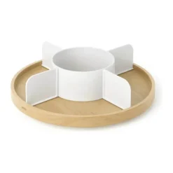 Umbra Bellwood Lazy Opbevaringsbakke Ø 30,5 cm - Plast/træ - Hvid/natur