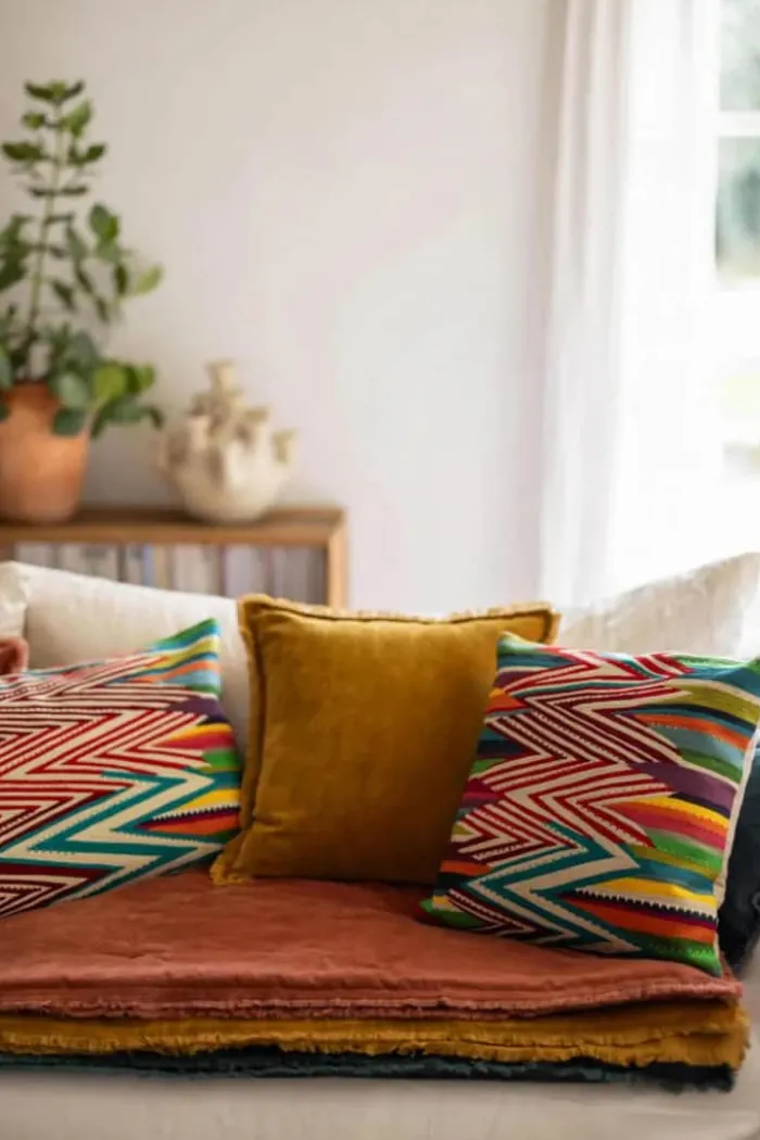 Vivaraise Fara Plaid B 135 x L 200 cm - Bomuld - Sienne