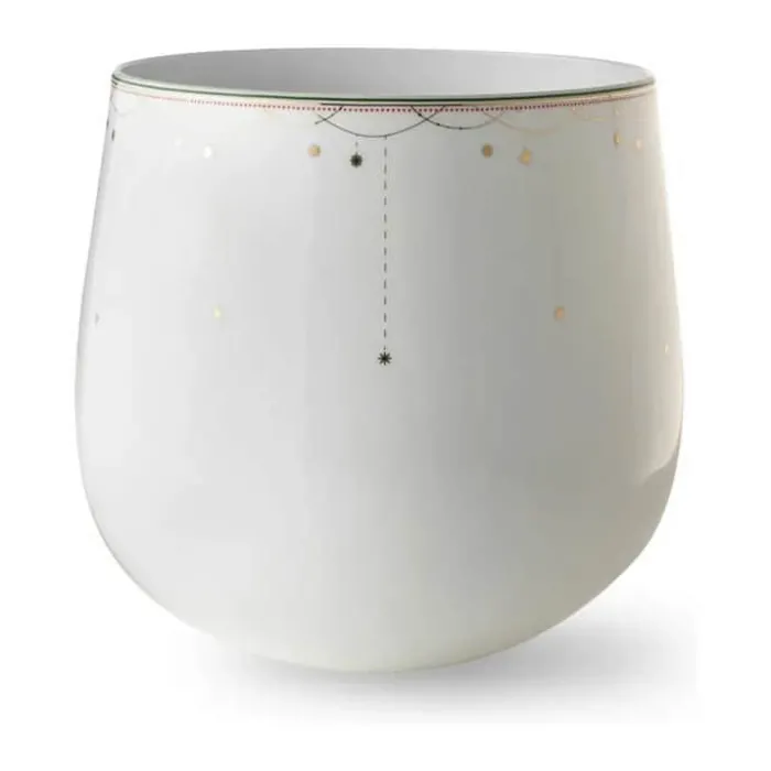 Wik & Walsøe Julemorgen Girlander Krukke H 21 cm - Benporcelæn - Hvid
