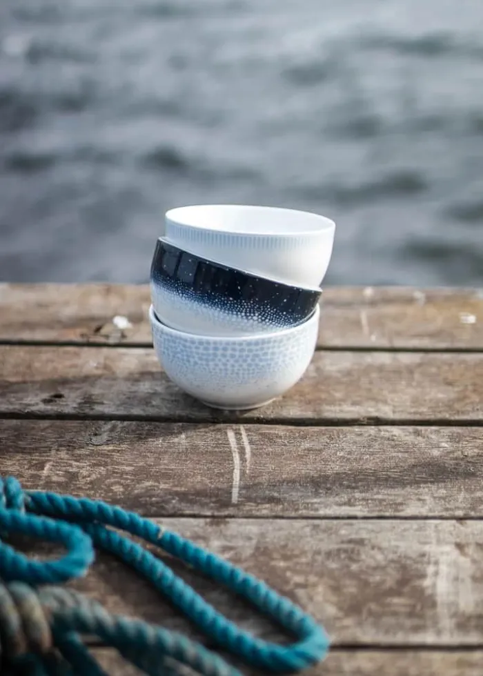 Wik & Walsøe Osean Horisont Skål 30 cl - Porecelæn - Blå/hvid