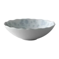 Wik & Walsøe Slåpeblom Skål Ø 12 cm - Benporcelæn - Hvid/blå