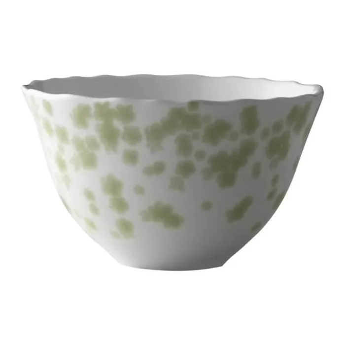 Wik & Walsøe Slåpeblom Skål Ø 14 cm - Benporcelæn - Hvid/grøn
